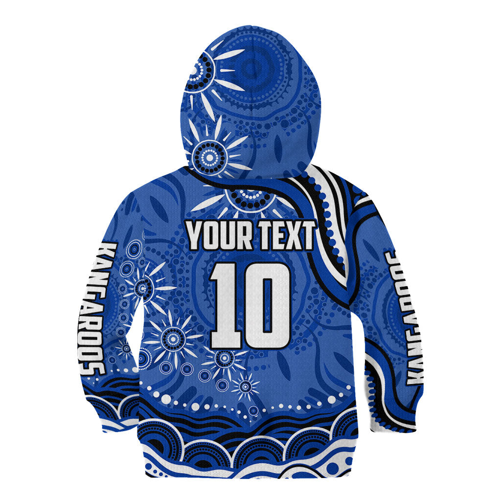 Personalized North Melbourne Kangaroos Footy Mascot Kid Hoodie Aboriginal Dot Art - Dreamtime Football Mascot