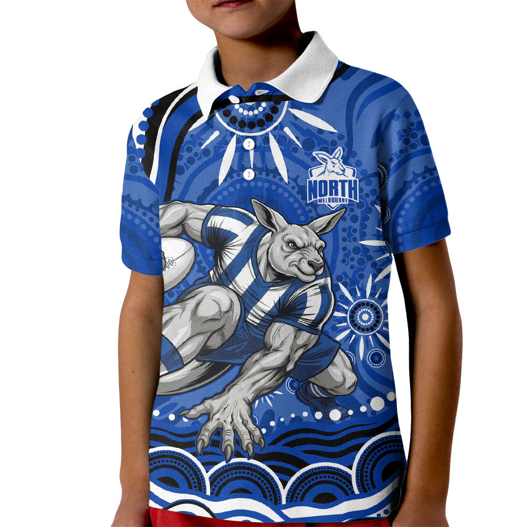 Personalized North Melbourne Kangaroos Footy Mascot Kid Polo Shirt Aboriginal Dot Art - Dreamtime Football Mascot