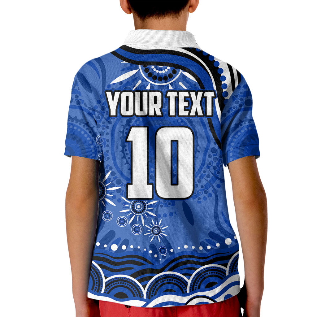 Personalized North Melbourne Kangaroos Footy Mascot Kid Polo Shirt Aboriginal Dot Art - Dreamtime Football Mascot