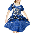 Personalized North Melbourne Kangaroos Footy Mascot Kid Short Sleeve Dress Aboriginal Dot Art - Dreamtime Football Mascot