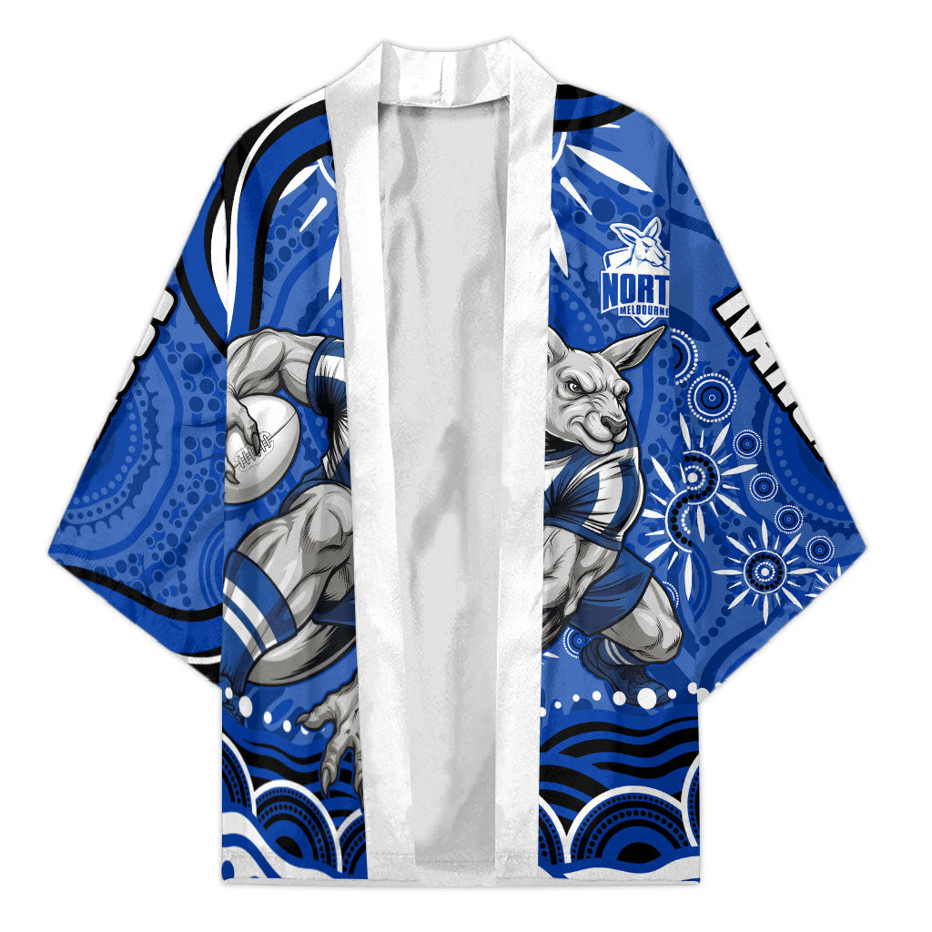 Personalized North Melbourne Kangaroos Footy Mascot Kimono Aboriginal Dot Art - Dreamtime Football Mascot