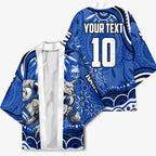 Personalized North Melbourne Kangaroos Footy Mascot Kimono Aboriginal Dot Art - Dreamtime Football Mascot
