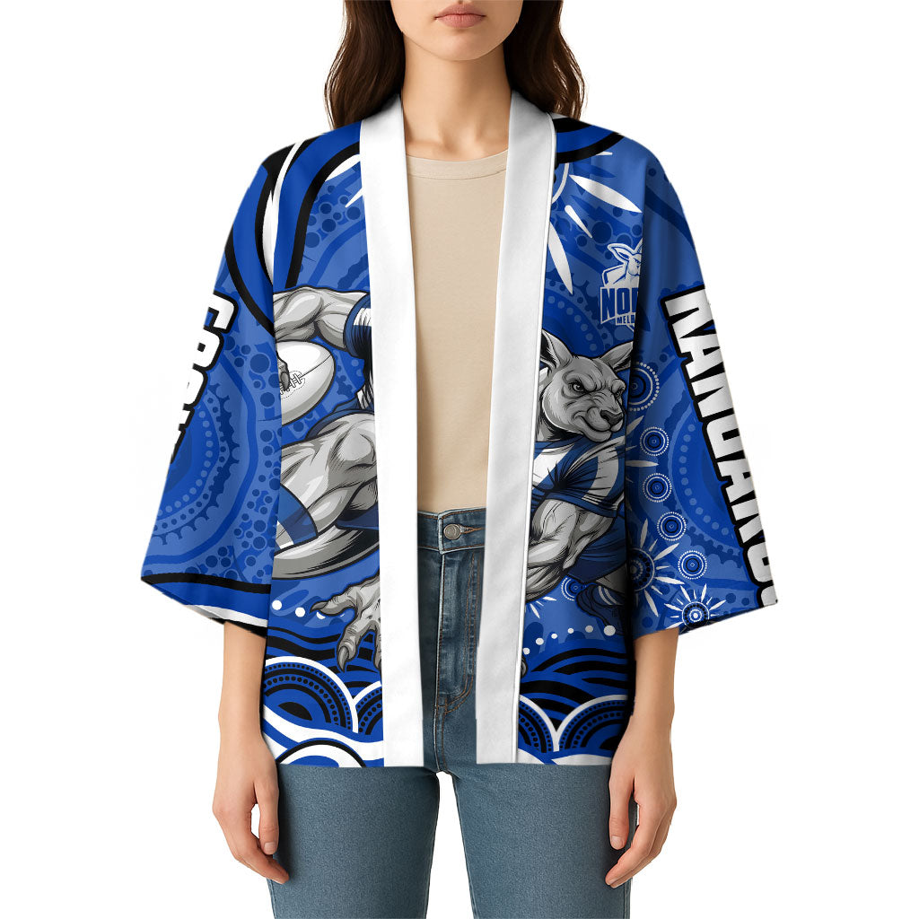 Personalized North Melbourne Kangaroos Footy Mascot Kimono Aboriginal Dot Art - Dreamtime Football Mascot
