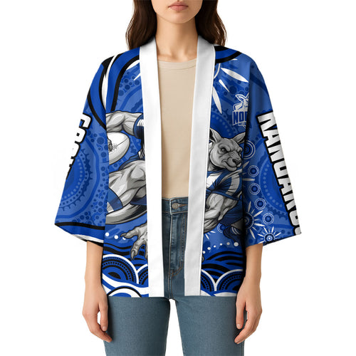 Personalized North Melbourne Kangaroos Footy Mascot Kimono Aboriginal Dot Art - Dreamtime Football Mascot