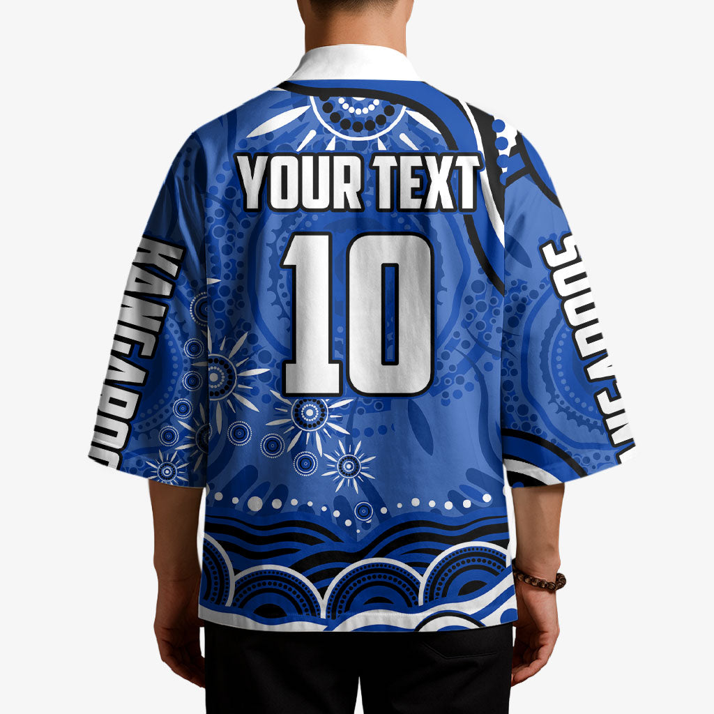 Personalized North Melbourne Kangaroos Footy Mascot Kimono Aboriginal Dot Art - Dreamtime Football Mascot