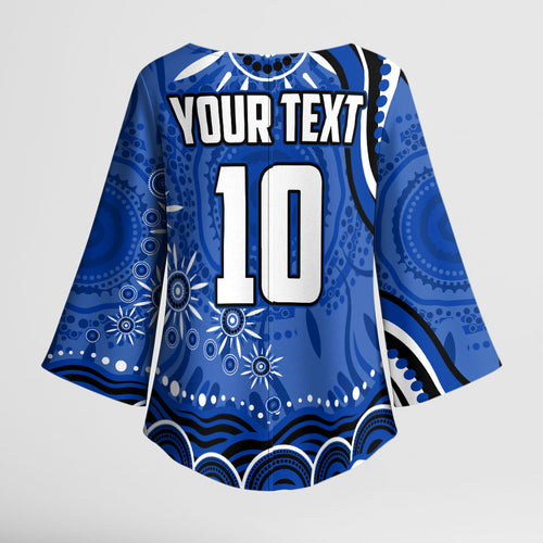 Personalized North Melbourne Kangaroos Footy Mascot Kimono Sleeve Blouse Aboriginal Dot Art - Dreamtime Football Mascot