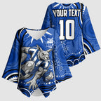 Personalized North Melbourne Kangaroos Footy Mascot Kimono Sleeve Blouse Aboriginal Dot Art - Dreamtime Football Mascot