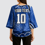 Personalized North Melbourne Kangaroos Footy Mascot Kimono Sleeve Blouse Aboriginal Dot Art - Dreamtime Football Mascot