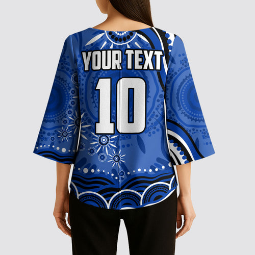 Personalized North Melbourne Kangaroos Footy Mascot Kimono Sleeve Blouse Aboriginal Dot Art - Dreamtime Football Mascot