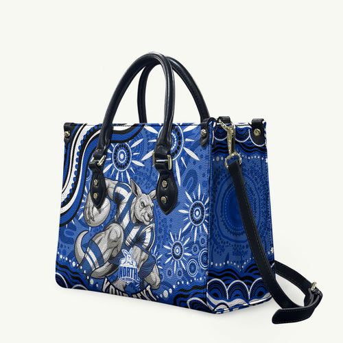 Personalized North Melbourne Kangaroos Footy Mascot Leather Bag Aboriginal Dot Art - Dreamtime Football Mascot