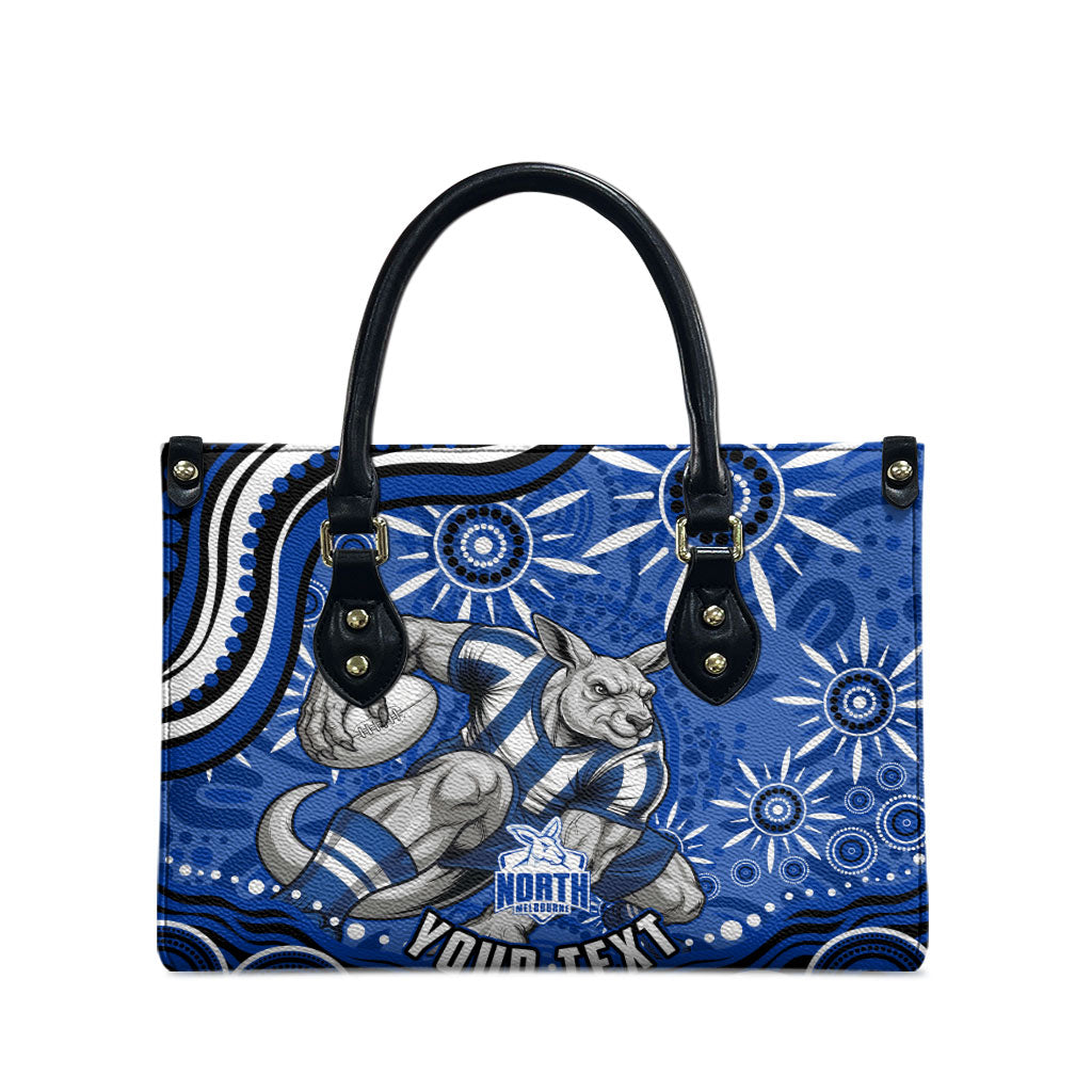 Personalized North Melbourne Kangaroos Footy Mascot Leather Bag Aboriginal Dot Art - Dreamtime Football Mascot