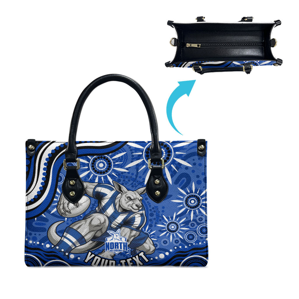 Personalized North Melbourne Kangaroos Footy Mascot Leather Bag Aboriginal Dot Art - Dreamtime Football Mascot