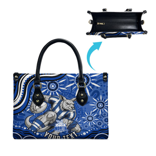 Personalized North Melbourne Kangaroos Footy Mascot Leather Bag Aboriginal Dot Art - Dreamtime Football Mascot