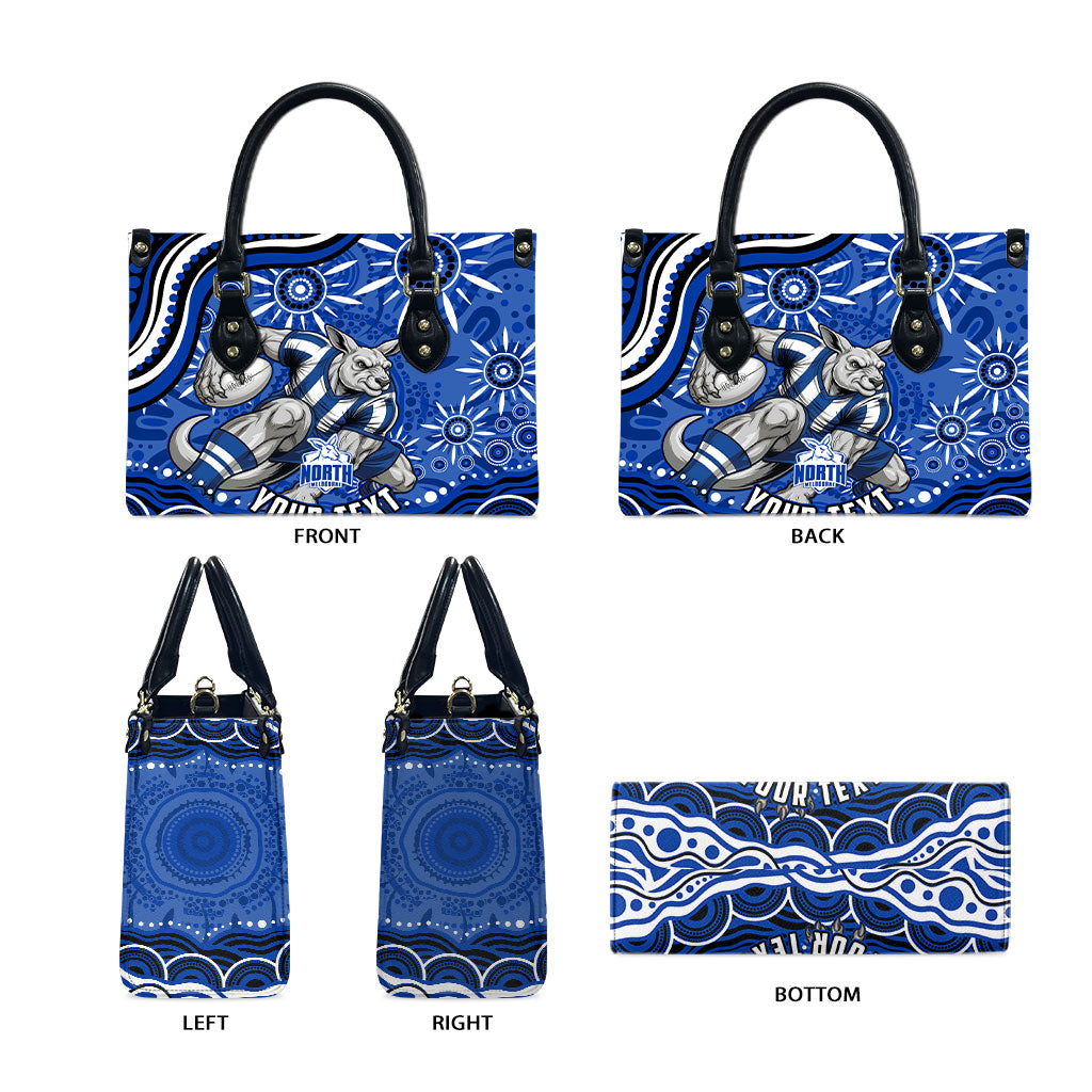 Personalized North Melbourne Kangaroos Footy Mascot Leather Bag Aboriginal Dot Art - Dreamtime Football Mascot