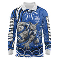 Personalized North Melbourne Kangaroos Footy Mascot Long Sleeve Polo Shirt Aboriginal Dot Art - Dreamtime Football Mascot
