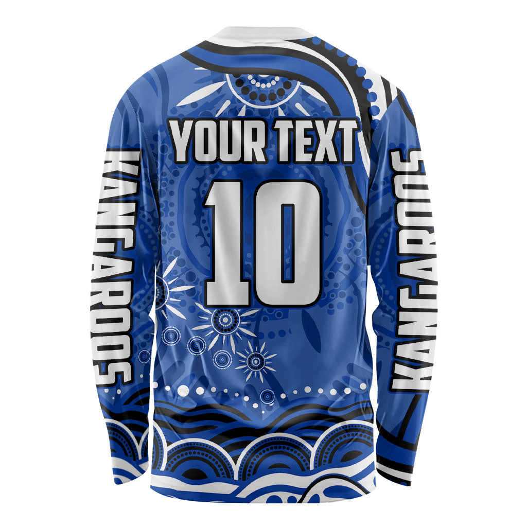 Personalized North Melbourne Kangaroos Footy Mascot Long Sleeve Shirt Aboriginal Dot Art - Dreamtime Football Mascot
