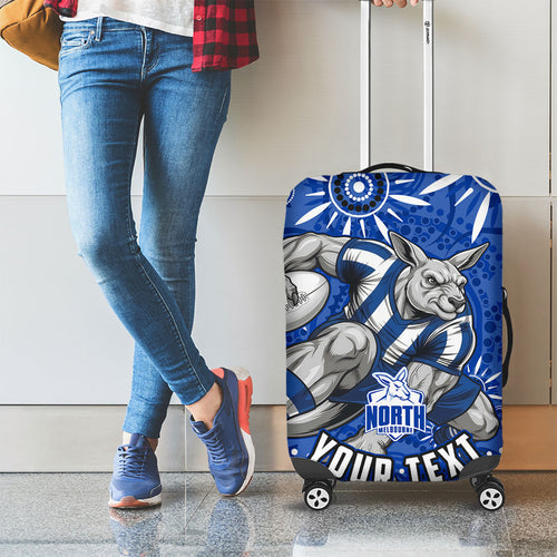 Personalized North Melbourne Kangaroos Footy Mascot Luggage Cover Aboriginal Dot Art - Dreamtime Football Mascot