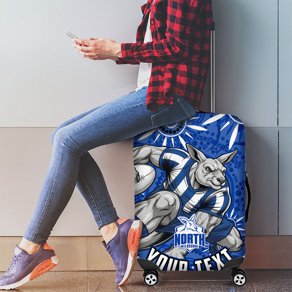 Personalized North Melbourne Kangaroos Footy Mascot Luggage Cover Aboriginal Dot Art - Dreamtime Football Mascot