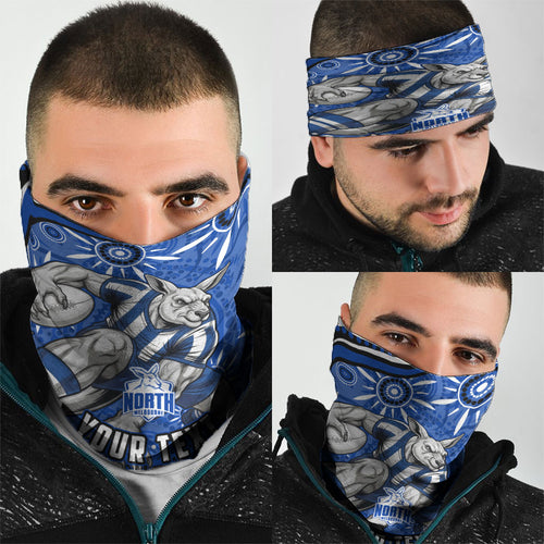 Personalized North Melbourne Kangaroos Footy Mascot Neck Gaiter Aboriginal Dot Art - Dreamtime Football Mascot