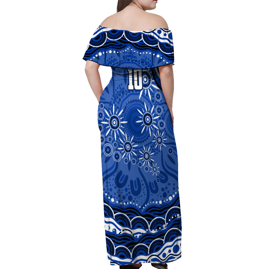 Personalized North Melbourne Kangaroos Footy Mascot Off Shoulder Maxi Dress Aboriginal Dot Art - Dreamtime Football Mascot