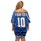 Personalized North Melbourne Kangaroos Footy Mascot Off Shoulder Short Dress Aboriginal Dot Art - Dreamtime Football Mascot