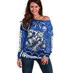 Personalized North Melbourne Kangaroos Footy Mascot Off Shoulder Sweater Aboriginal Dot Art - Dreamtime Football Mascot