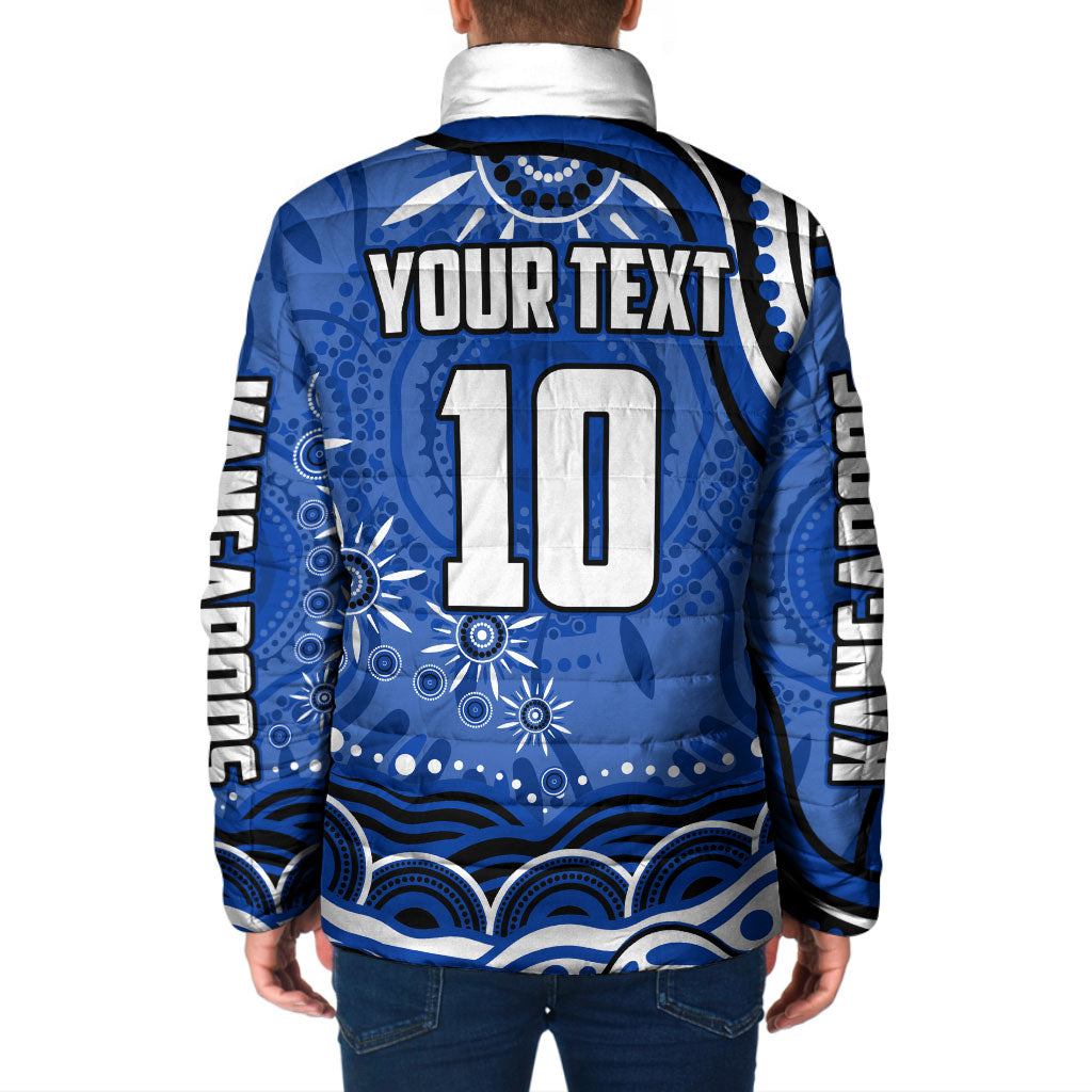 Personalized North Melbourne Kangaroos Footy Mascot Padded Jacket Aboriginal Dot Art - Dreamtime Football Mascot