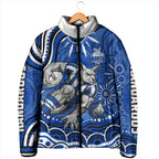 Personalized North Melbourne Kangaroos Footy Mascot Padded Jacket Aboriginal Dot Art - Dreamtime Football Mascot