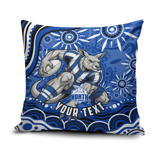 Personalized North Melbourne Kangaroos Footy Mascot Pillow Cover Aboriginal Dot Art - Dreamtime Football Mascot