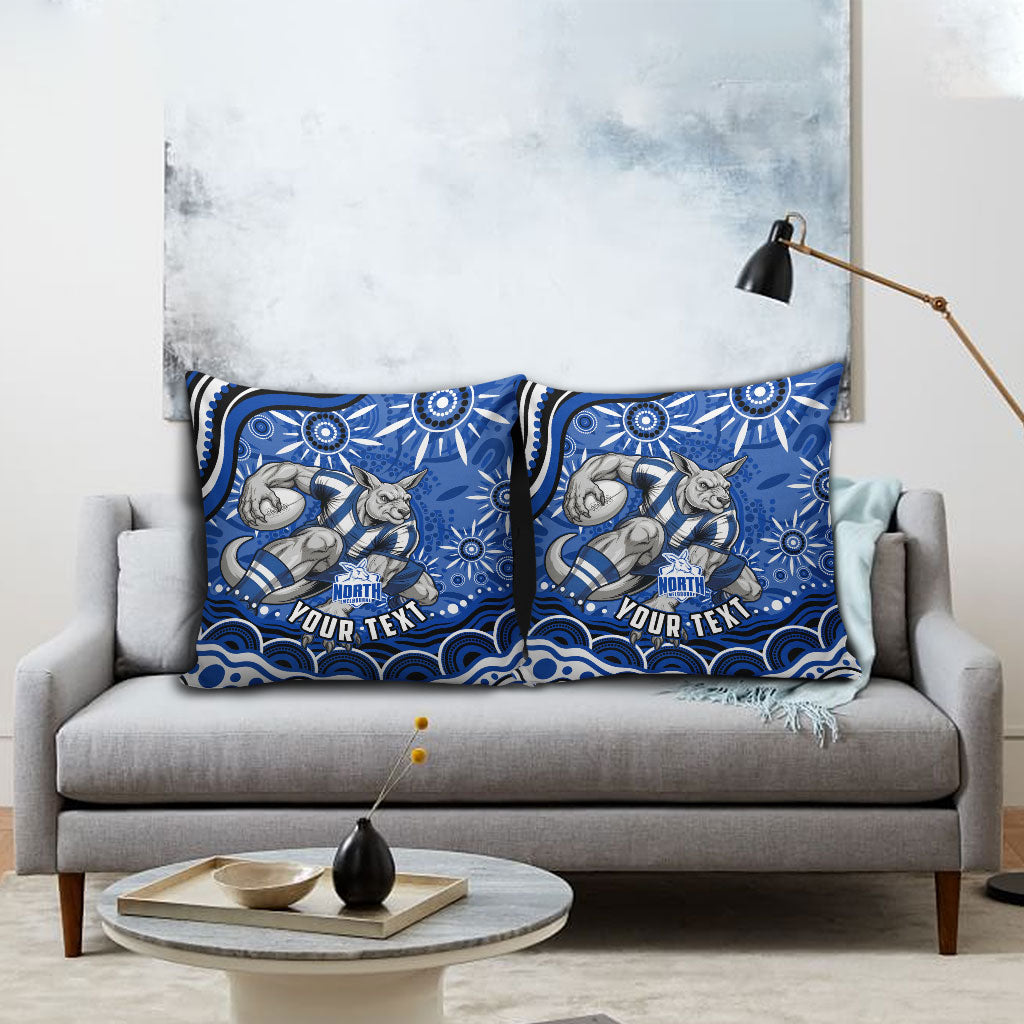Personalized North Melbourne Kangaroos Footy Mascot Pillow Cover Aboriginal Dot Art - Dreamtime Football Mascot