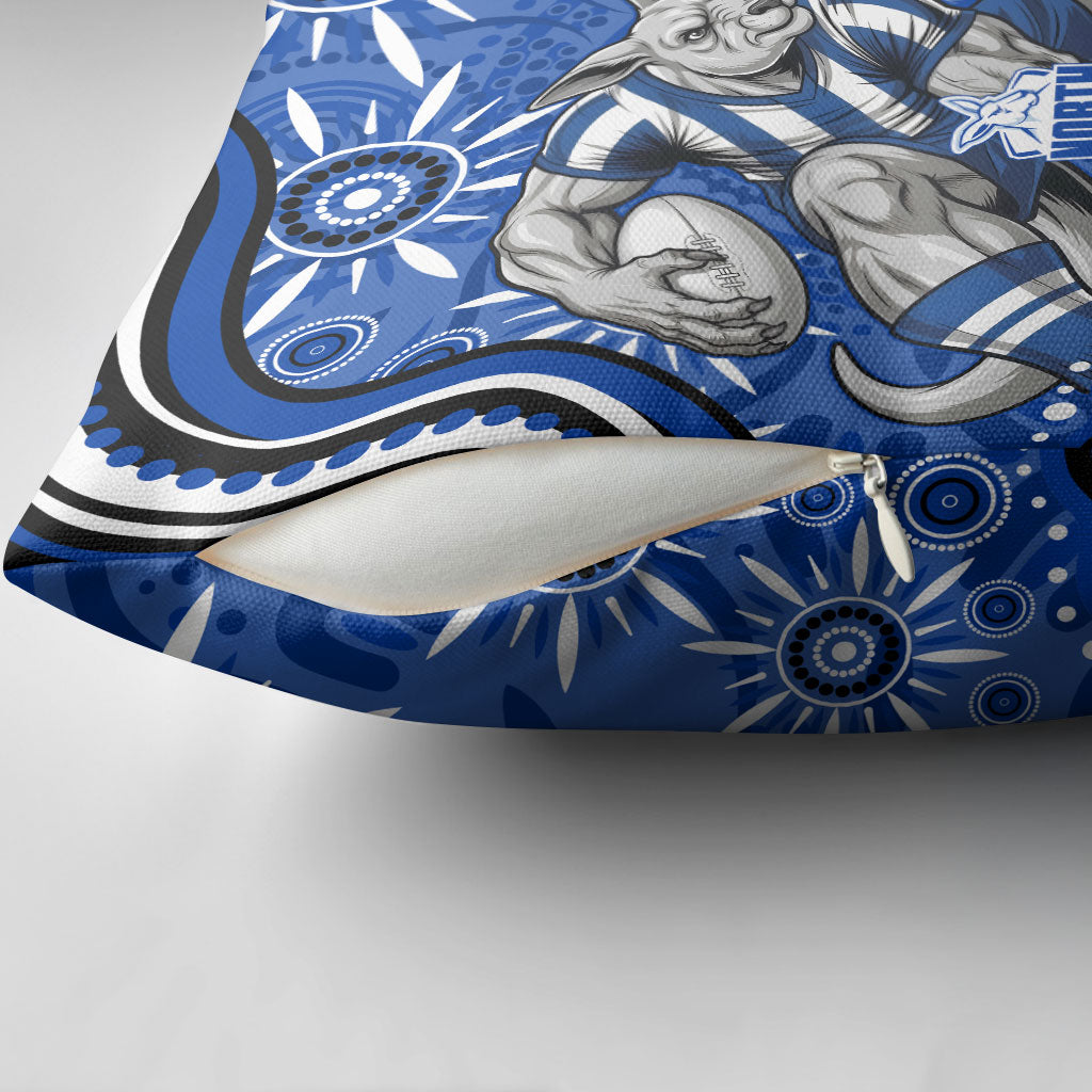 Personalized North Melbourne Kangaroos Footy Mascot Pillow Cover Aboriginal Dot Art - Dreamtime Football Mascot