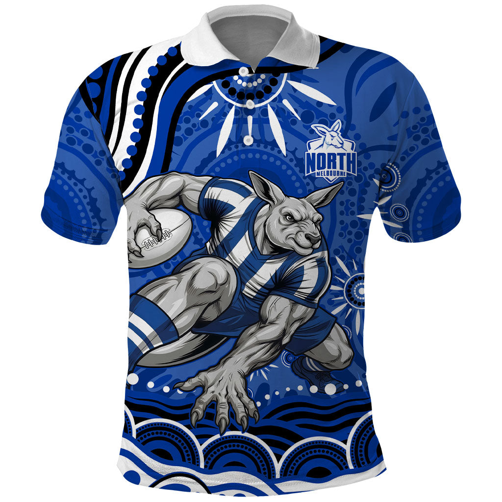 Personalized North Melbourne Kangaroos Footy Mascot Polo Shirt Aboriginal Dot Art - Dreamtime Football Mascot