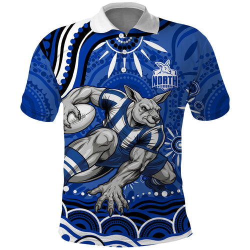 Personalized North Melbourne Kangaroos Footy Mascot Polo Shirt Aboriginal Dot Art - Dreamtime Football Mascot