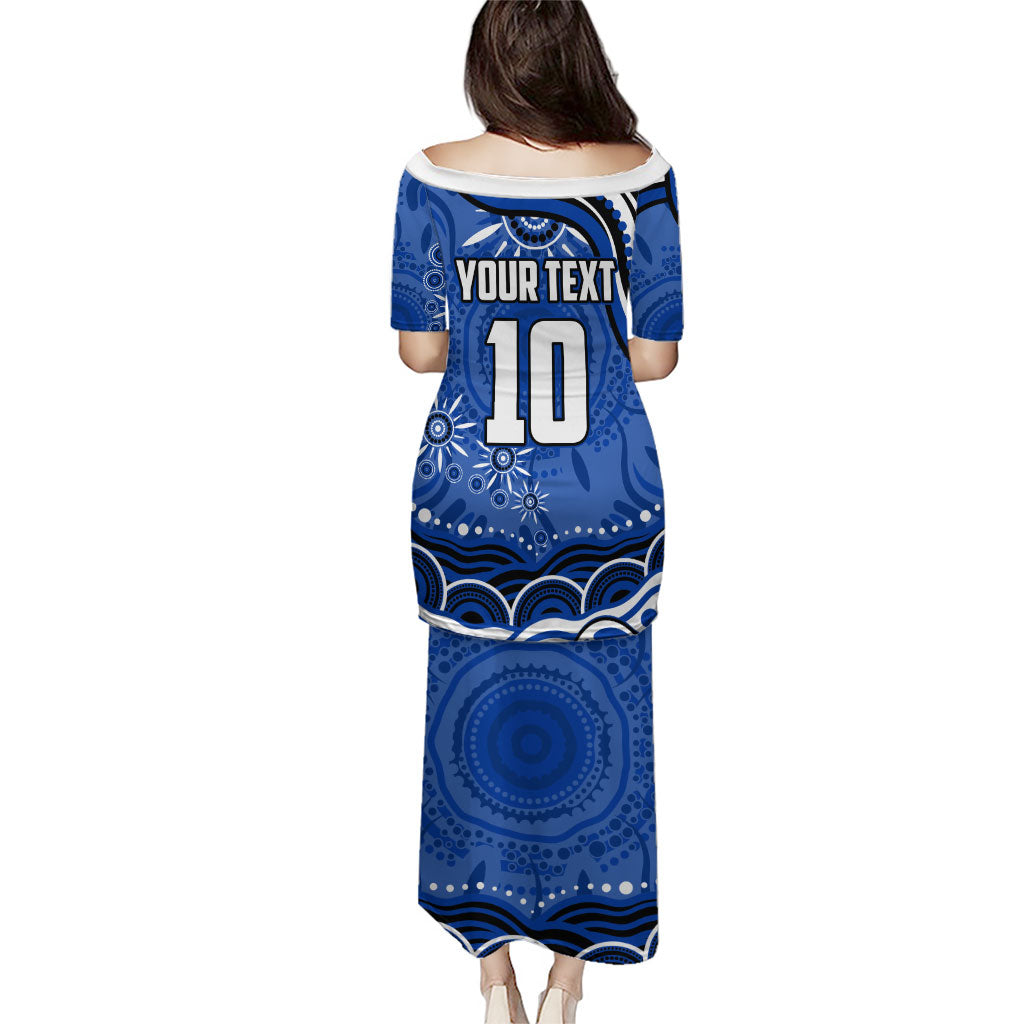 Personalized North Melbourne Kangaroos Footy Mascot Puletasi Aboriginal Dot Art - Dreamtime Football Mascot