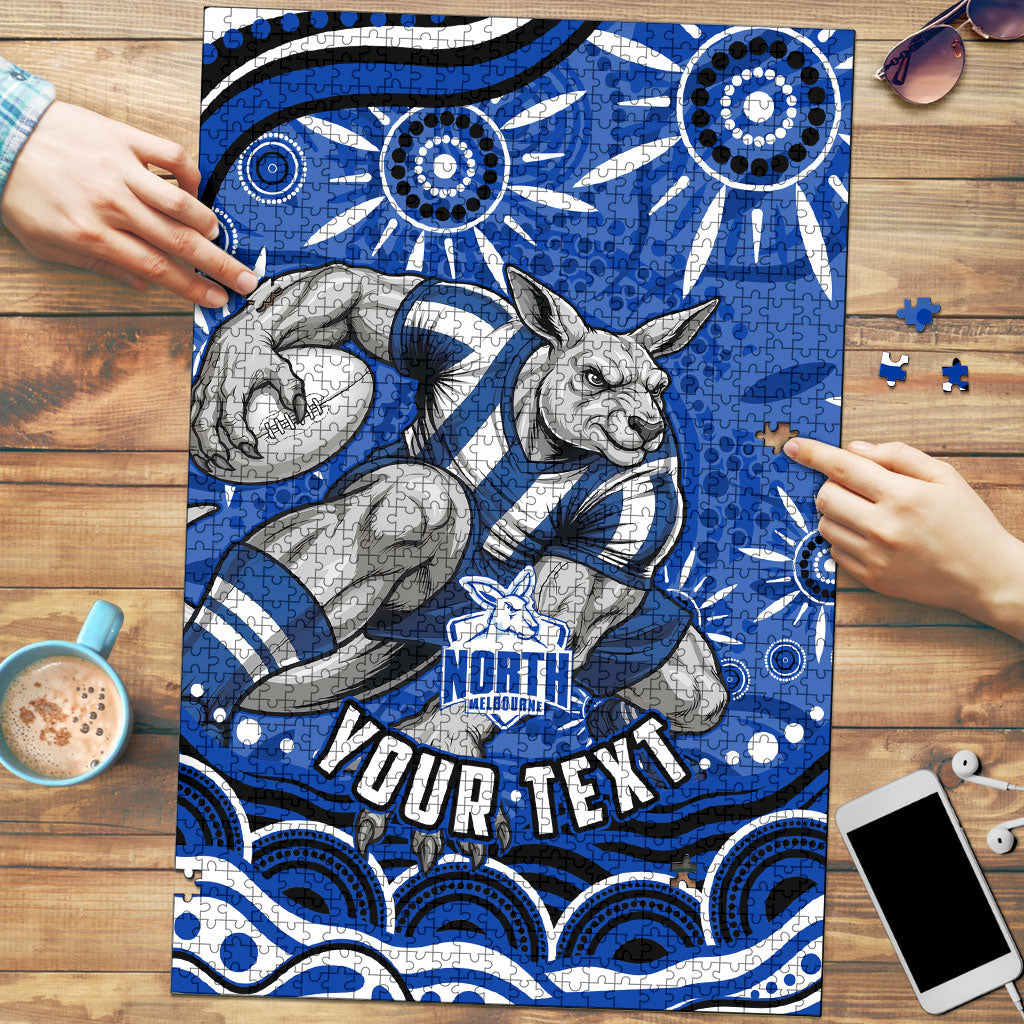 Personalized North Melbourne Kangaroos Footy Mascot Puzzle Aboriginal Dot Art - Dreamtime Football Mascot