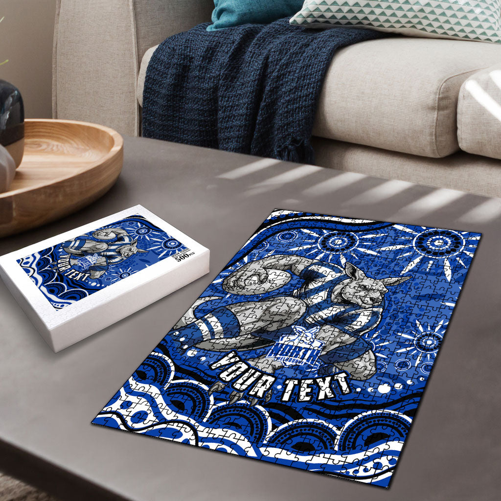 Personalized North Melbourne Kangaroos Footy Mascot Puzzle Aboriginal Dot Art - Dreamtime Football Mascot