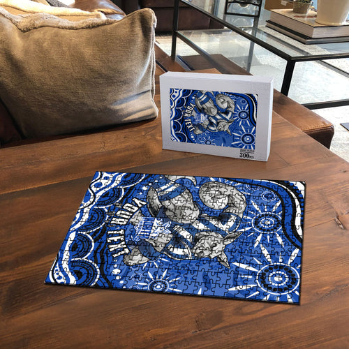 Personalized North Melbourne Kangaroos Footy Mascot Puzzle Aboriginal Dot Art - Dreamtime Football Mascot