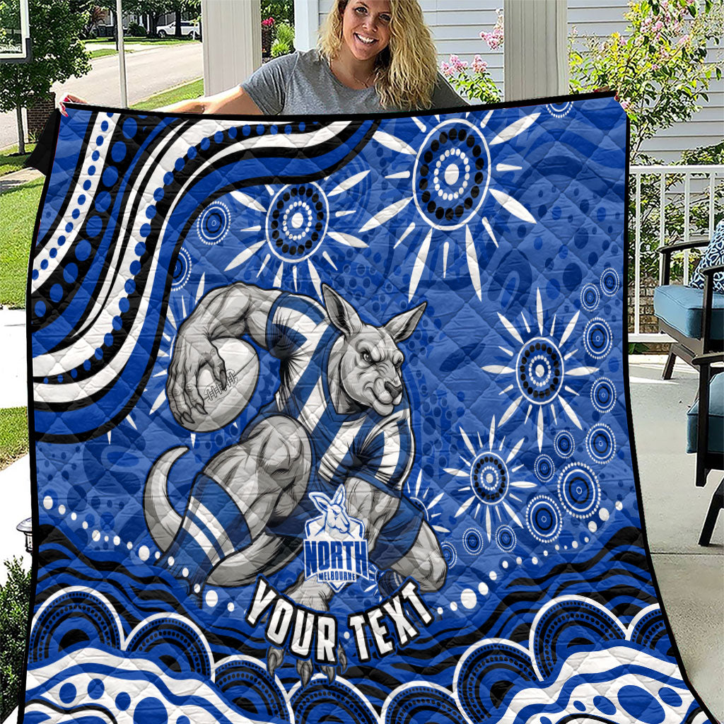 Personalized North Melbourne Kangaroos Footy Mascot Quilt Aboriginal Dot Art - Dreamtime Football Mascot