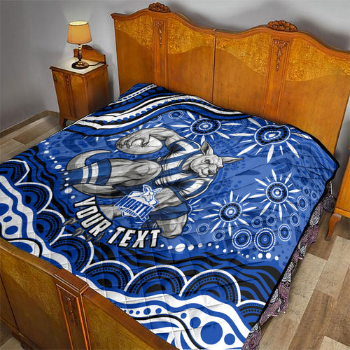 Personalized North Melbourne Kangaroos Footy Mascot Quilt Aboriginal Dot Art - Dreamtime Football Mascot