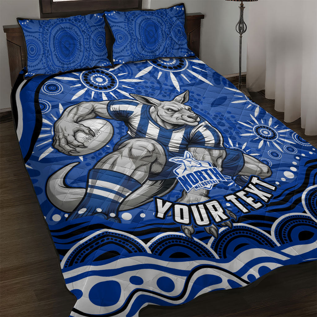 Personalized North Melbourne Kangaroos Footy Mascot Quilt Bed Set Aboriginal Dot Art - Dreamtime Football Mascot