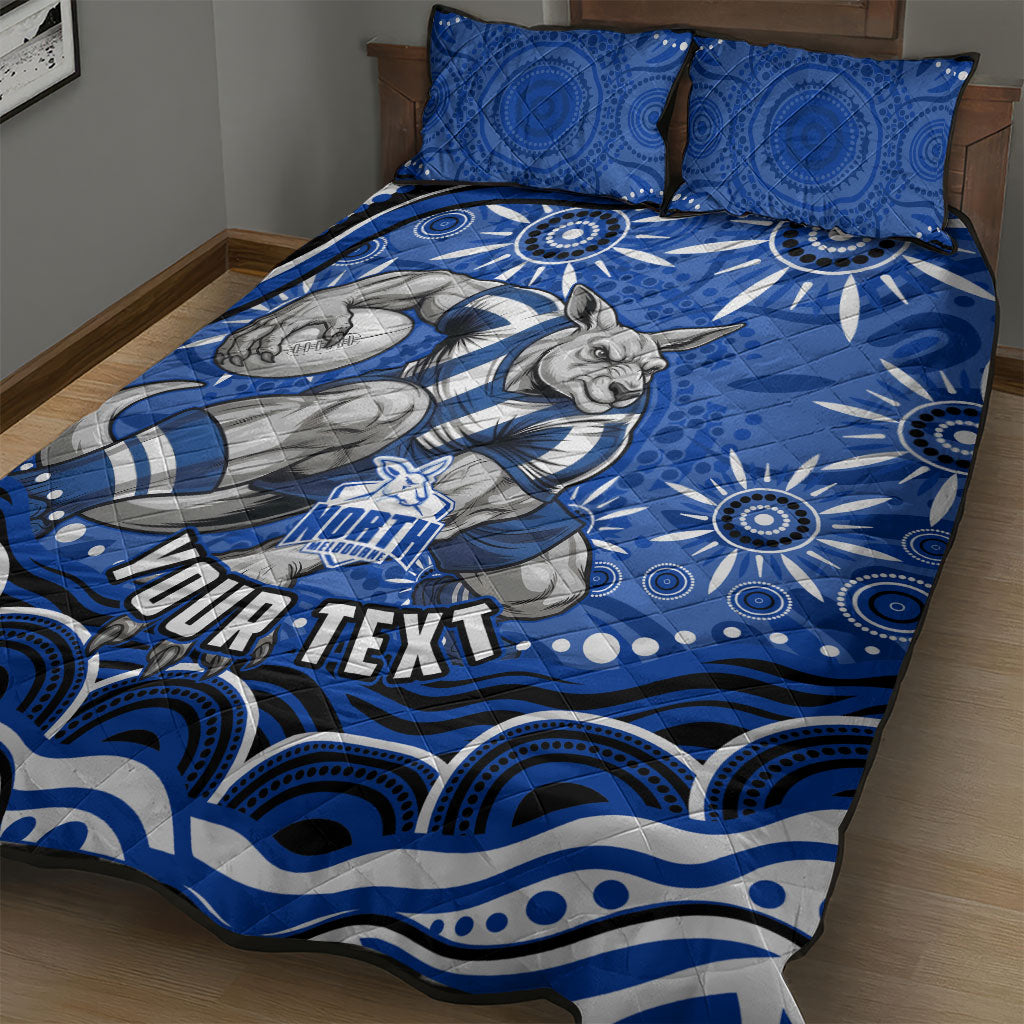 Personalized North Melbourne Kangaroos Footy Mascot Quilt Bed Set Aboriginal Dot Art - Dreamtime Football Mascot