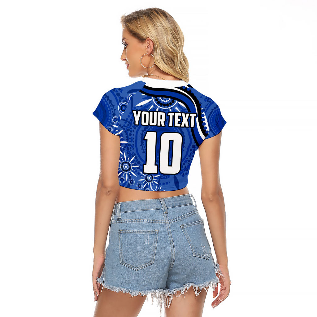 Personalized North Melbourne Kangaroos Footy Mascot Raglan Cropped T Shirt Aboriginal Dot Art - Dreamtime Football Mascot