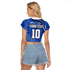 Personalized North Melbourne Kangaroos Footy Mascot Raglan Cropped T Shirt Aboriginal Dot Art - Dreamtime Football Mascot
