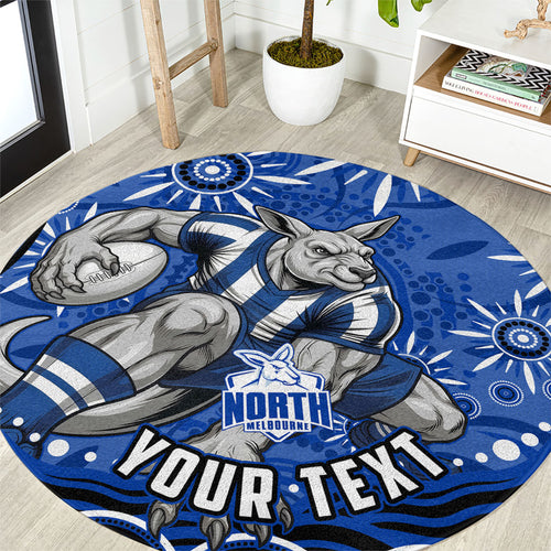 Personalized North Melbourne Kangaroos Footy Mascot Round Carpet Aboriginal Dot Art - Dreamtime Football Mascot