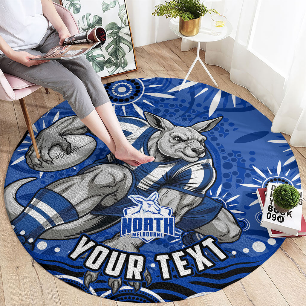Personalized North Melbourne Kangaroos Footy Mascot Round Carpet Aboriginal Dot Art - Dreamtime Football Mascot