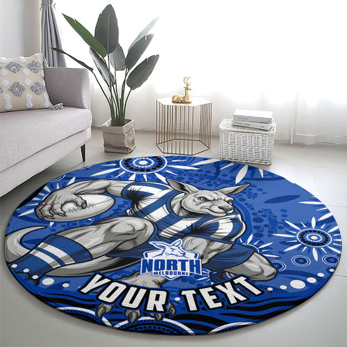Personalized North Melbourne Kangaroos Footy Mascot Round Carpet Aboriginal Dot Art - Dreamtime Football Mascot