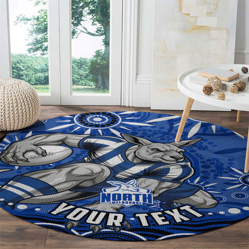 Personalized North Melbourne Kangaroos Footy Mascot Round Carpet Aboriginal Dot Art - Dreamtime Football Mascot