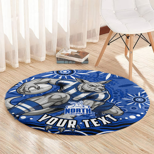 Personalized North Melbourne Kangaroos Footy Mascot Round Carpet Aboriginal Dot Art - Dreamtime Football Mascot