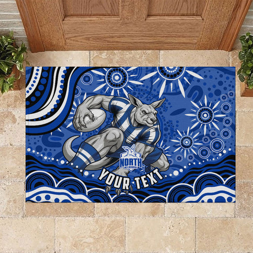 Personalized North Melbourne Kangaroos Footy Mascot Rubber Doormat Aboriginal Dot Art - Dreamtime Football Mascot