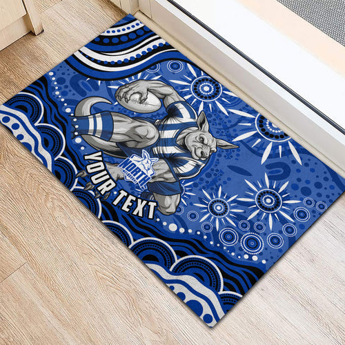 Personalized North Melbourne Kangaroos Footy Mascot Rubber Doormat Aboriginal Dot Art - Dreamtime Football Mascot